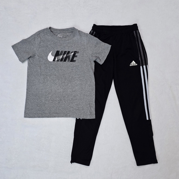 Boy's Nike T-Shirt Top & Adidas Jogger Pants Size Small 9/10 Classic Activewear - Picture 1 of 5